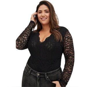 Torrid Lace Long sleeve Leotard Body Suit 2x NWT